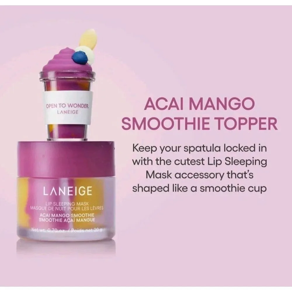 LANEIGE ACAI MANGO SMOOTHIE LIP SLEEP MASK WITH TOPPER & LIP GLOWIE BLAM NEW